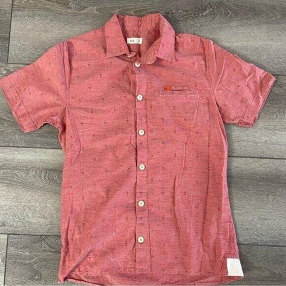 𝅺FOLK Short Sleeve Button Up Dress  Shirt Size Small - Picture 4 of 6